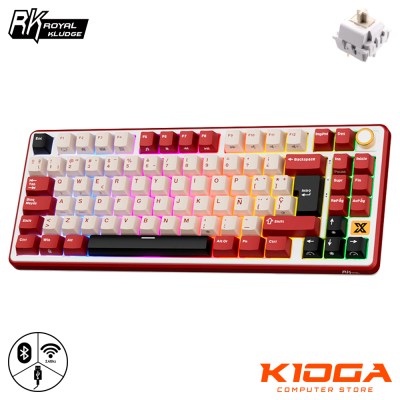 TECLADO MECANICO INALAMBRICO ROYAL KLUDGE RK X87 BORDEAUX RED RGB TKL 2.4G/BT/USB-C BEIGE SWITCH1