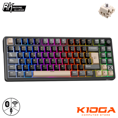 TECLADO MECANICO INALAMBRICO ROYAL KLUDGE RK X87 PHANTOM RGB TKL 2.4G/BT/USB-C CREAM SWITCH1