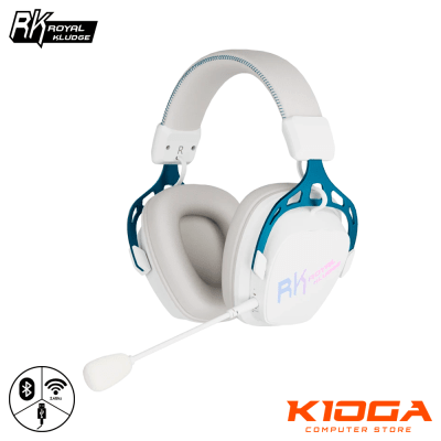 AUDIFONO GAMER INALAMBRICO ROYAL KLUDGE RK HG103 CYBORG WHITE RGB 7.1 2.4G/BT/3.5MM1