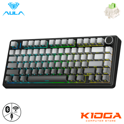 TECLADO MECANICO INALAMBRICO AULA F75 BLACK/GRADIENT GREY RGB 2.4G/BT/USB-C REAPER SWITCH1