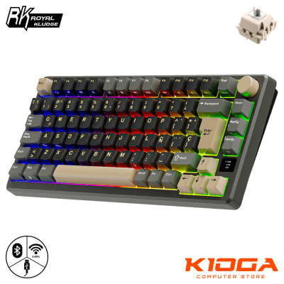 TECLADO MECANICO INALAMBRICO ROYAL KLUDGE RK-M75 PHANTOM PANTALLA RGB 2.4G/BT/USB-C CREAM SWITCH1