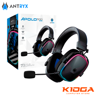 AUDIFONO WIRELESS ANTRYX APOLO 500 EVO 7.1 VIRTUAL - RECEPTOR USB 2.4G + BLUETOOTH 5.3 + 3.5MM