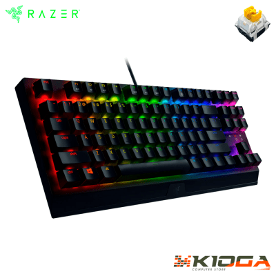 TECLADO GAMER MECÁNICO RAZER BLACKWIDOW V3 TKL, SWITCH YELLOW, RGB, USB, NEGRO1