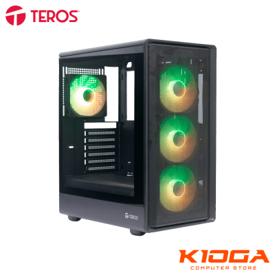 CASE TEROS GAMER TE-1323G BLACK, FAN X4, TYPE-C + 2 USB3.0
