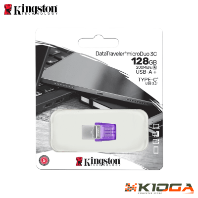 USB KINGSTON DATATRAVELER MICRODUO 3C 128GB 200MS/S USB 3.2 GEN 1 - DUAL USB-A + USB-C1
