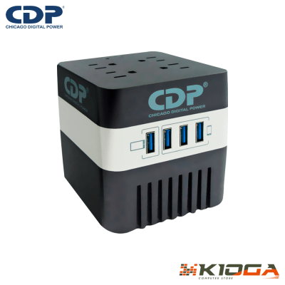 ESTABILIZADOR CDP RU-AVR604I 600VA/300W 4 SALIDAS 4 PUERTOS USB