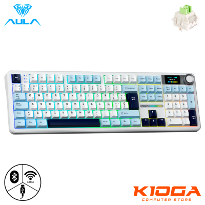TECLADO AULA F108 PRO 100% RGB INALAMBRICO ESPAÑOL BLUE/WHITE/DARK PURPLE TFT KNOB REAPER SWITCH
