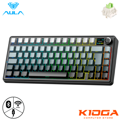 TECLADO AULA F75 MAX 75% RGB INALAMBRICO ESPAÑOL BLACK GRADIENT PANTALLA TFT KNOB REAPER SWITCH