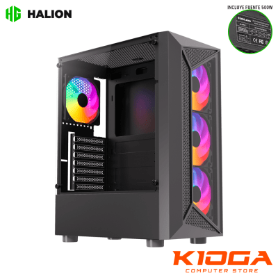 CASE C/FUENTE HALION GEMINIS CR30 BLACK +500W - 4 FANS RAINBOW