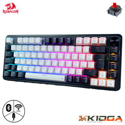 TECLADO REDRAGON UCAL PRO-RGB WIRELESS WHITE/BLACK 75% - RED SWITCH - WIRED/BT/2.4G