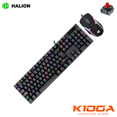 KIT GAMING HALION DAMON HA-863C (TECLADO MECANICO + MOUSE) BLACK RGB - RED SWITCH
