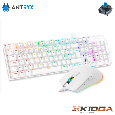 KIT GAMING ANTRYX GC-3100 WHITE (TECLADO MECANICO + MOUSE) - BLUE SWITCH