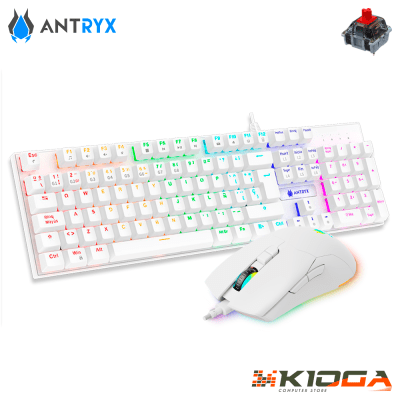 KIT GAMING ANTRYX GC-3100 WHITE (TECLADO MECANICO + MOUSE) - RED SWITCH