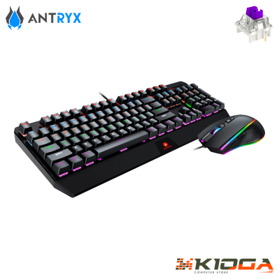 KIT GAMING ANTRYX GC-5100 BLACK (TECLADO MECANICO + MOUSE) - PURPLE SWITCH