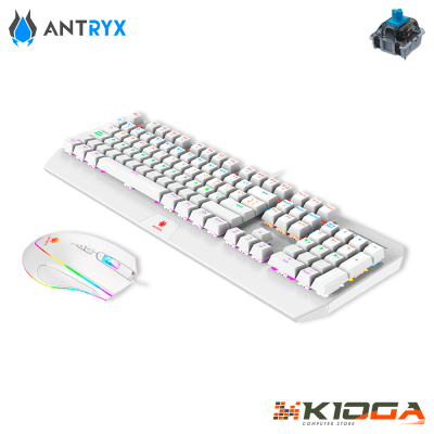 KIT GAMING ANTRYX GC-5100 WHITE (TECLADO MECANICO + MOUSE) - BLUE SWITCH