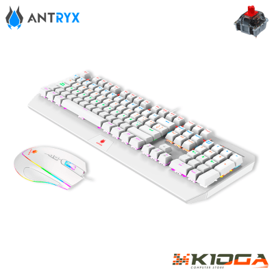 KIT GAMING ANTRYX GC-5100 WHITE (TECLADO MECANICO + MOUSE) - RED SWITCH