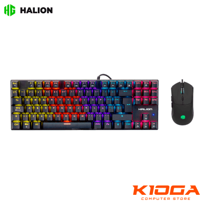KIT GAMING HALION MECANO K203C (TECLADO MECANICO TKL + MOUSE) RAINBOW - RED SWITCH
