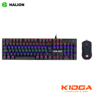 KIT GAMING HALION SMAUG HA-865C (TECLADO MECANICO + MOUSE) RAINBOW - RED SWITCH