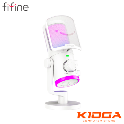 MICROFONO FIFINE AM6 WHITE CONDENSADOR CARDIODE + FILTRO ANTIPOP1