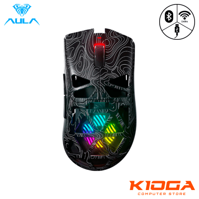 MOUSE WIRELESS AULA SC620 BLACK LINES, 12000 DPI - WIRED/BT/2.4G