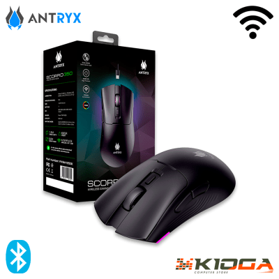 MOUSE WIRELESS GAMING ANTRYX SCORPIO 350, 10000 DPI, 2.4G USB-A/TIPO-C + BLUETOOTH1