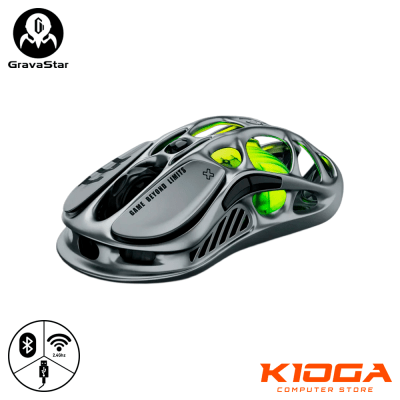 MOUSE WIRELESS GRAVASTAR MERCURY M1 PRO INTERSTELLAR SILVER 4K Hz - WIRED/BT/2.4G