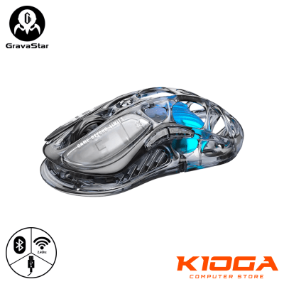 MOUSE WIRELESS GRAVASTAR MERCURY M2 TRANSPARENT BLACK - WIRED/BT/2.4G