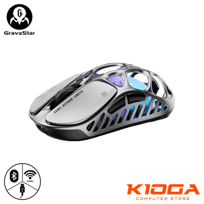 MOUSE WIRELESS GRAVASTAR MERCURY XPRO INTERSTELLAR SILVER 8K POLLING RATE - WIRED/BT/2.4G