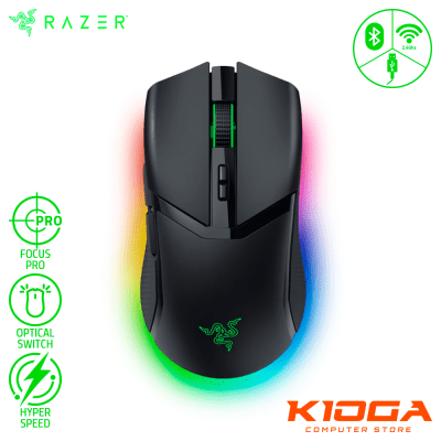 MOUSE WIRELESS RAZER COBRA PRO FOCUS 30K CHROMA BLACK - 2.4G/BT/WIRED