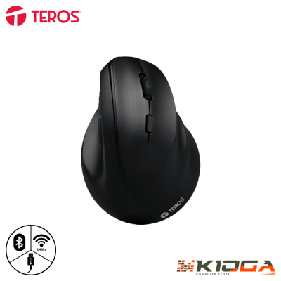 MOUSE WIRELESS TEROS TE-5169N ERGONOMICO VERTICAL BLACK WIRED/BT/2.4GHZ1