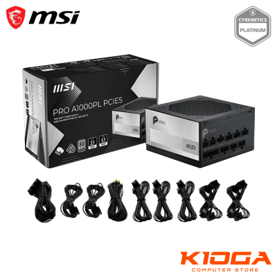 FUENTE FULL MODULAR MSI PRO A1000PL PCIE5 1000W 80+ PLATINUM ATX 3.1 CYBENETICS PLATINUM1