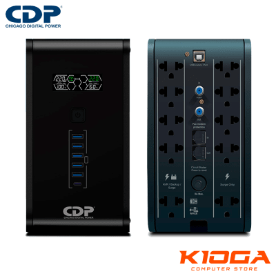 UPS CDP R-SMART 1010I 1000VA/500W AUTONOMIA 30 MIN 10 SALIDAS/5 PORT USB-A/1 PORT USB-C BLACK
