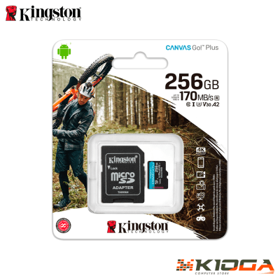 MICRO SD KINGSTON CANVAS GO! PLUS 256GB CLASS 10 UHS-I U3 V30 + ADAPTADOR SD