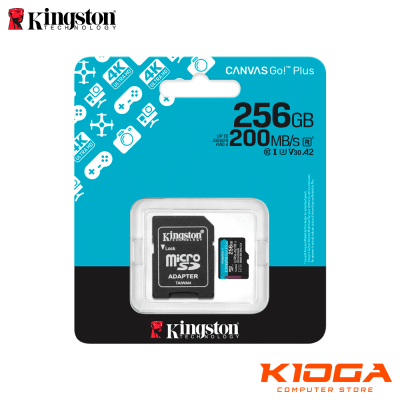 MICRO SD KINGSTON CANVAS GO! PLUS 256GB 200MB/S CLASS 10 UHS-I U3 V30 + ADAPTADOR SD