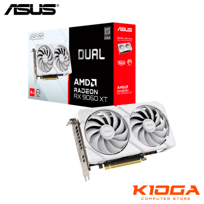 TARJ. DE VIDEO ASUS DUAL AMD RADEON RX 9060XT 16GB GDDR6 WHITE EDITION1