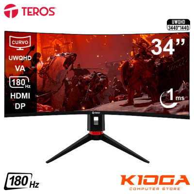 MONITOR TEROS 34'' CURVO TE3412G UWQHD(3440x1440) 180Hz 1MS 119% sRGB - 2 HDMI + 2 DP
