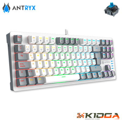 TECLADO ANTRYX MK840L WHITE & GRAY RAINBOW - BLUE SWITCH