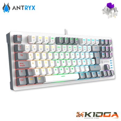 TECLADO ANTRYX MK840L WHITE & GRAY RAINBOW - PURPLE SWITCH