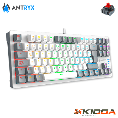 TECLADO ANTRYX MK840L WHITE & GRAY RAINBOW - RED SWITCH