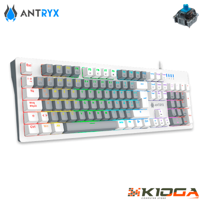 TECLADO ANTRYX MK860L WHITE & GRAY RAINBOW - BLUE SWITCH