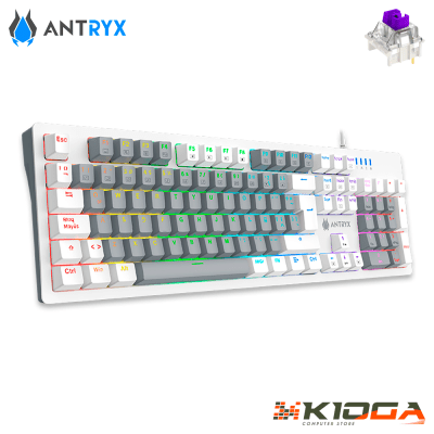 TECLADO ANTRYX MK860L WHITE & GRAY RAINBOW - PURPLE SWITCH
