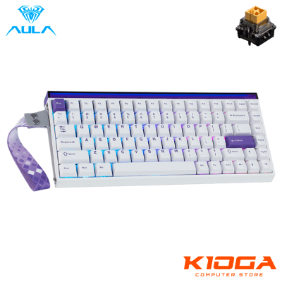 TECLADO AULA HERO84HE RGB WHITE/PURPLE 84% 8K HZ - BLACK KING MAGNETIC SWITCH (MAGNETICO)1