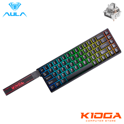 TECLADO AULA WIN68HE BLACK 68% 8K HZ - GRAY WOOD MAGNETIC SWITCH (MAGNETICO)