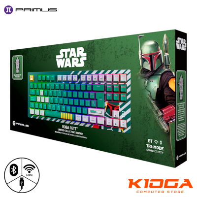 TECLADO GAMER MECANICO PRIMUS BALLISTA 82T BOBA FETT TKL RGB TRIMODO 180H