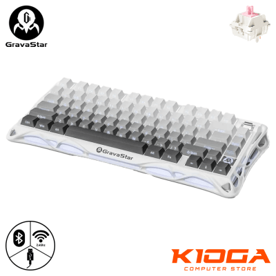 TECLADO GRAVASTAR MERCURY K1 GRADIENT WHITE 75% - INALAMBRICO WIRED/BT/2.4GHZ - MX LINEAR POM SWITCH
