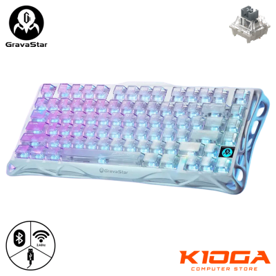 TECLADO GRAVASTAR MERCURY K1 LITE CRYSTAL AURORA 75% - INALAMBRICO WIRED/BT/2.4GHZ - BSUN SWITCH1