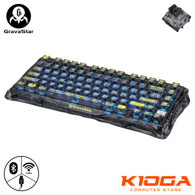 TECLADO GRAVASTAR MERCURY K1 LITE TRANSPARENT BLACK 75% - INALAMBRICO WIRED/BT/2.4GHZ - BSUN SWITCH1