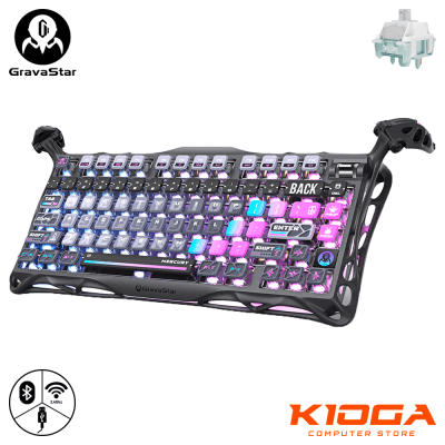 TECLADO GRAVASTAR MERCURY K1 PRO 75% RGB INALAMBRICO CYBERPUNK SPEEDY MINT LINEAR SWITCH1