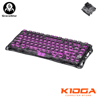 TECLADO GRAVASTAR MERCURY V75 HE LITE TRANSPARENT BLACK 75% - HALL EFFECT SWITCH (MAGNETICO)