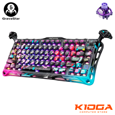 TECLADO GRAVASTAR MERCURY V75 PRO 75% RGB NEON GRAFFITI UFO MAGNETIC SWITCH 8K RAPID TRIGGER
